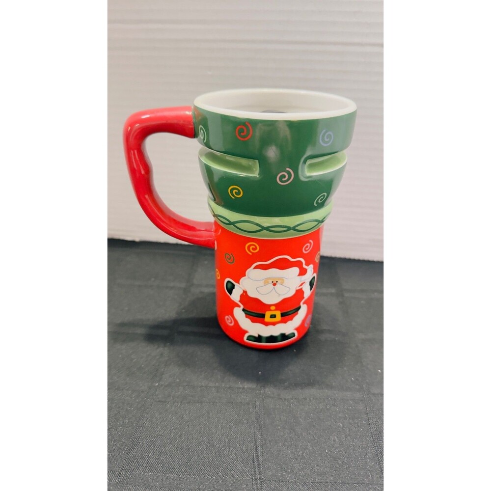 Ganz Christmas Travel Mug, rubber bottom, Cover Santa